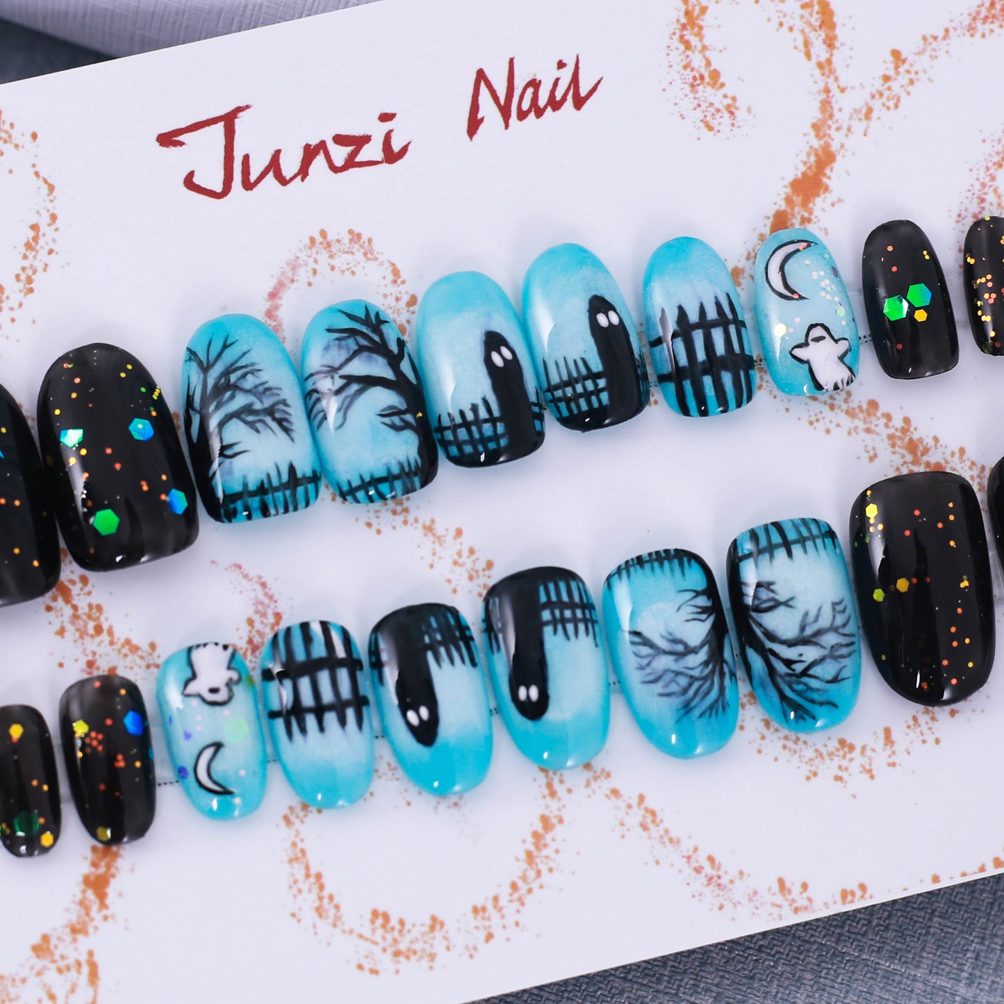 Ghostly Glow in the Graveyard Press On Nail