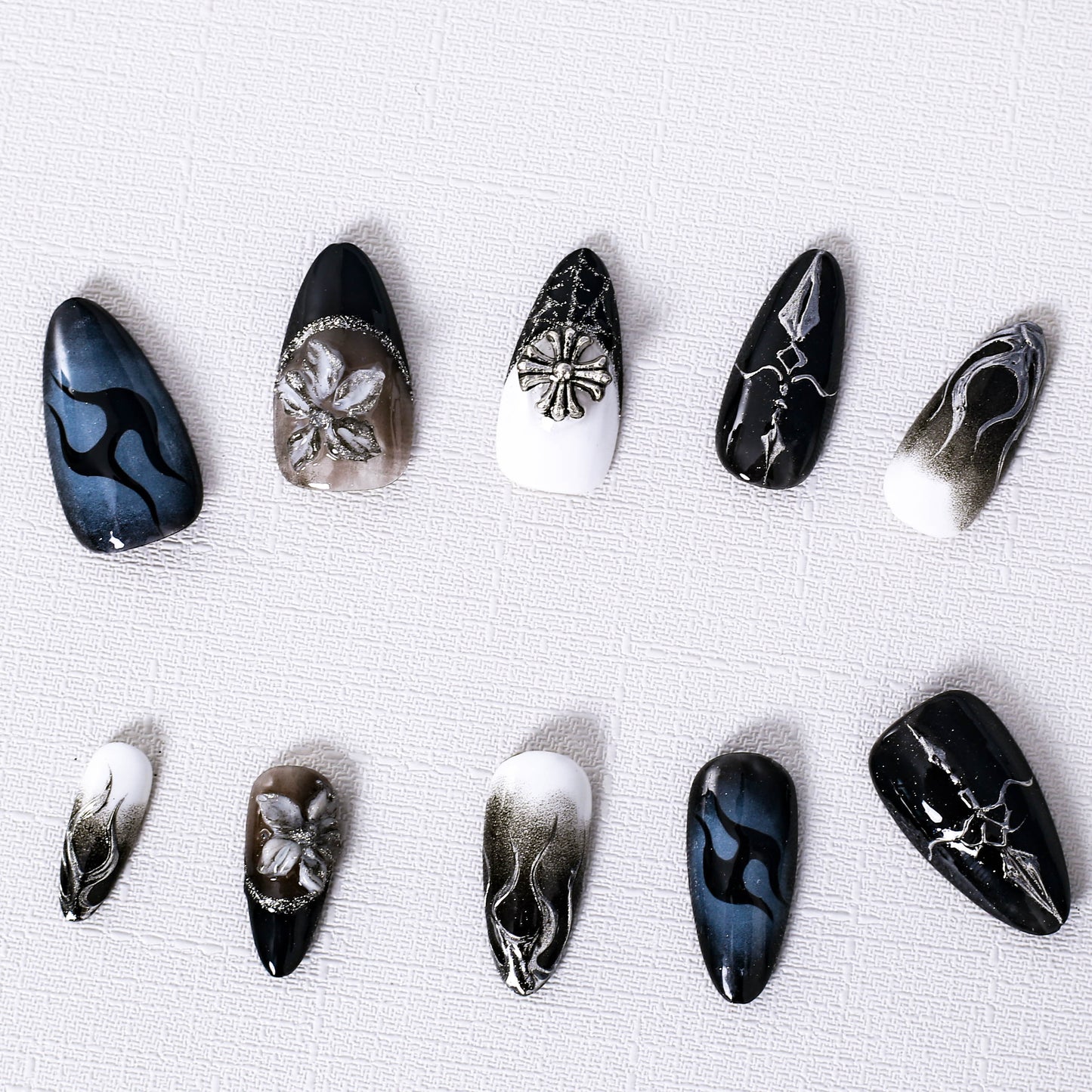 Midnight Bloom Press On Nail