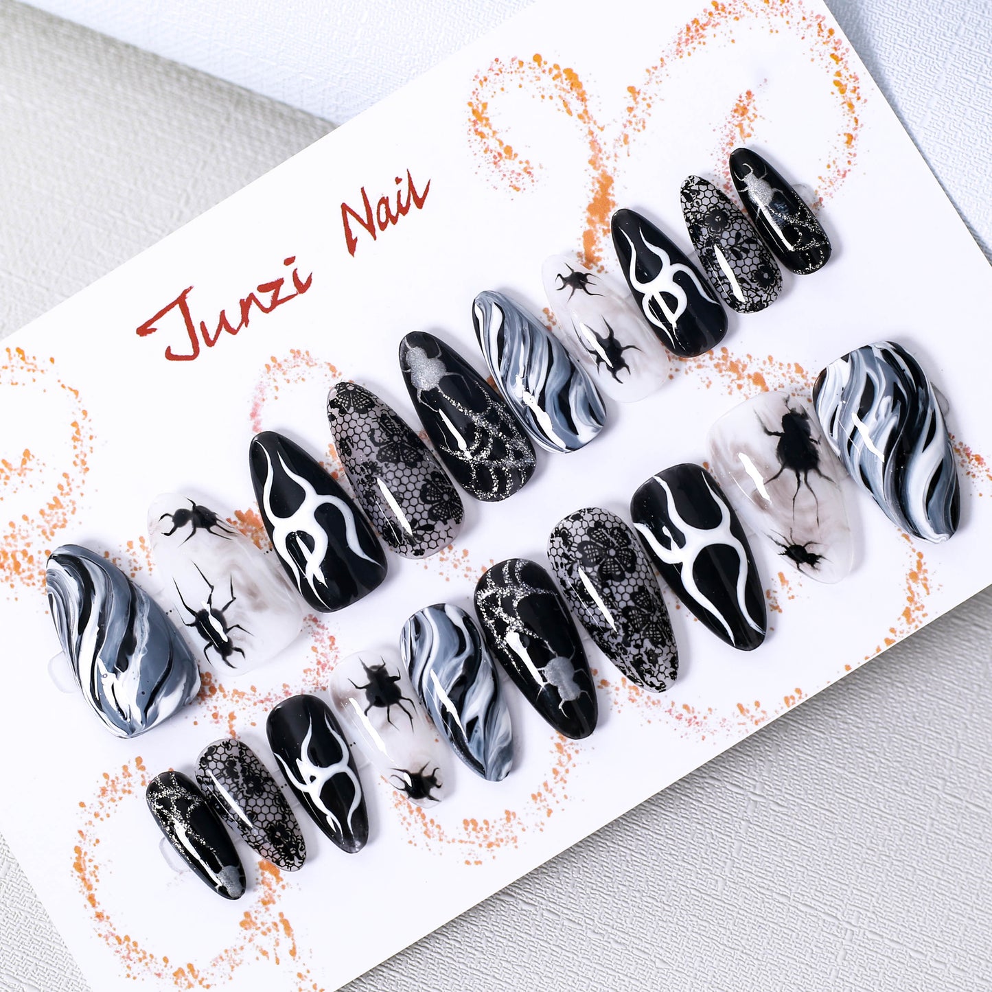 Gothic Flames and Webs Press On Nail