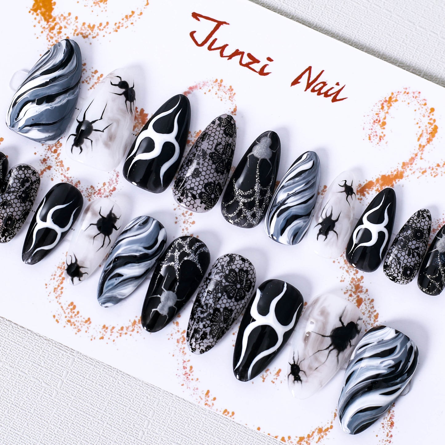 Gothic Flames and Webs Press On Nail