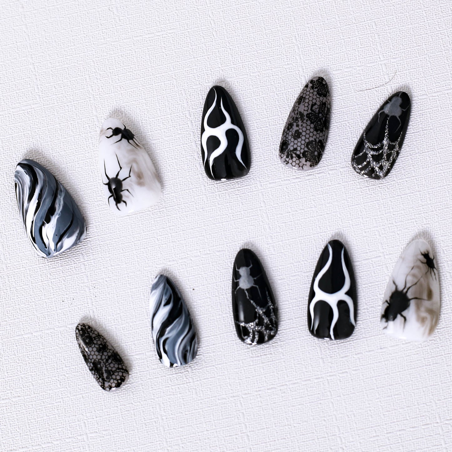 Gothic Flames and Webs Press On Nail