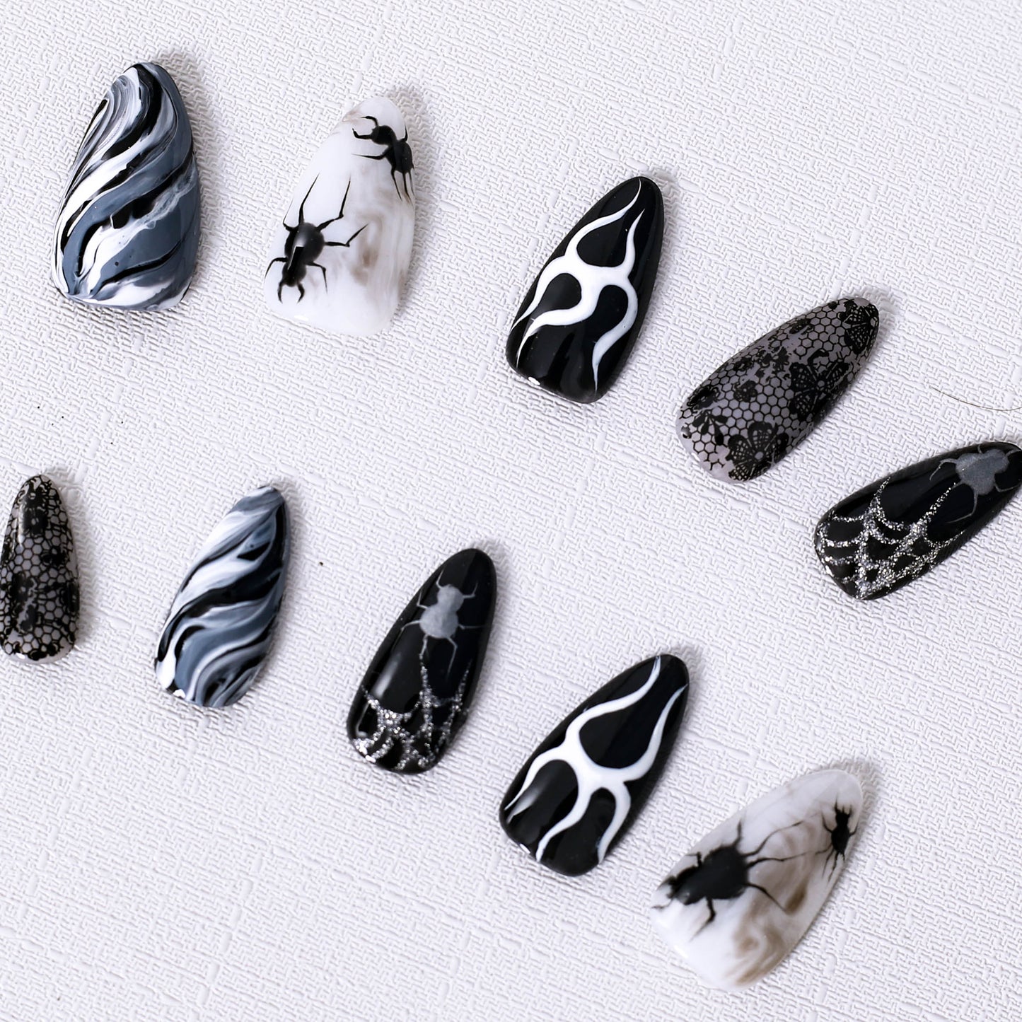 Gothic Flames and Webs Press On Nail