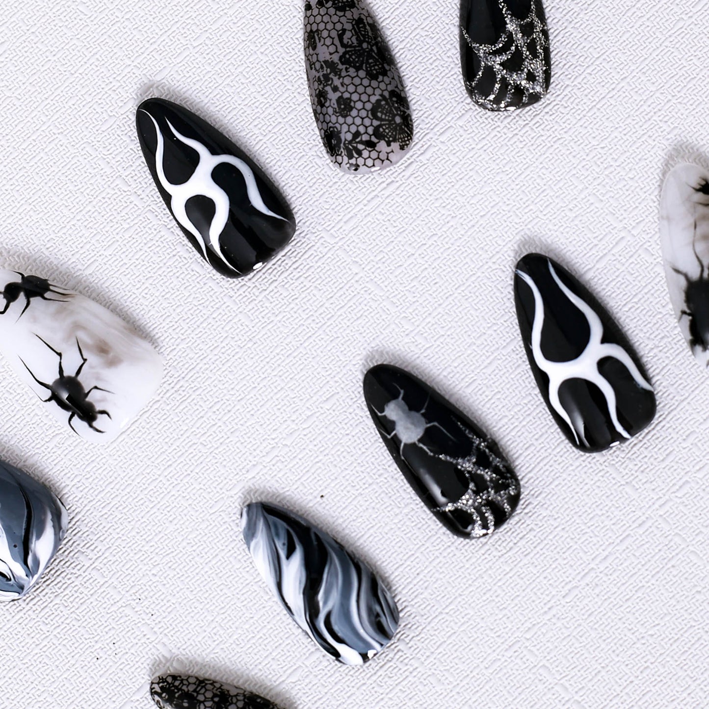 Gothic Flames and Webs Press On Nail