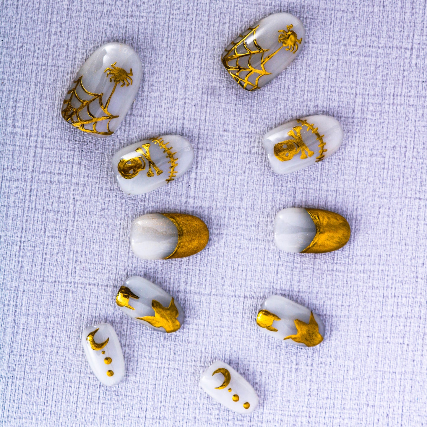 Golden Halloween Glam Press On Nail