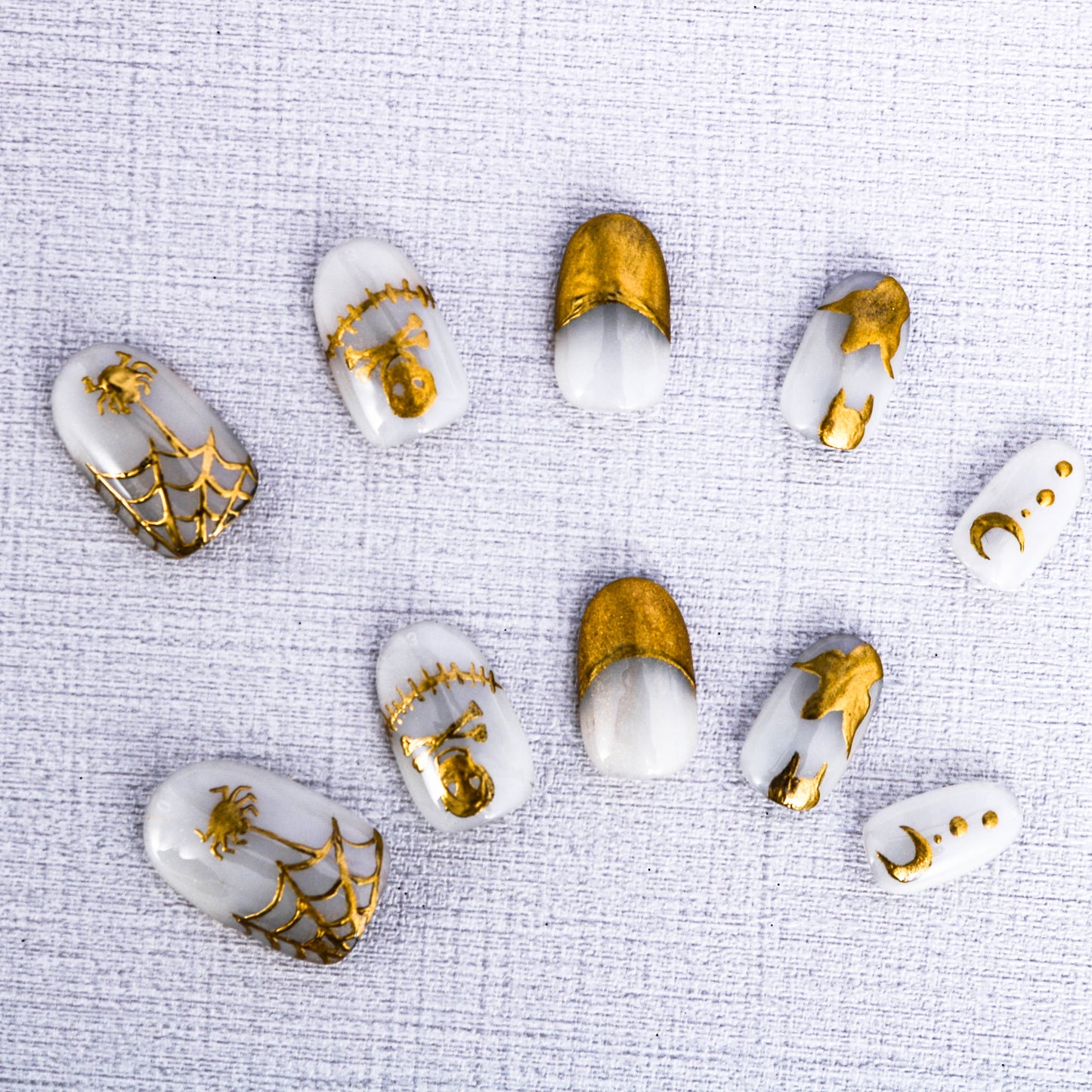 Golden Halloween Glam Press On Nail