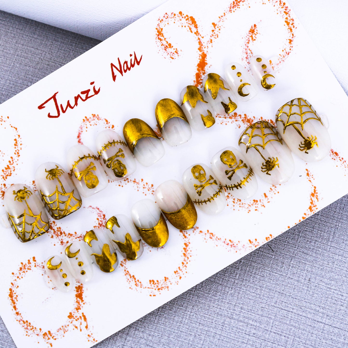 Golden Halloween Glam Press On Nail