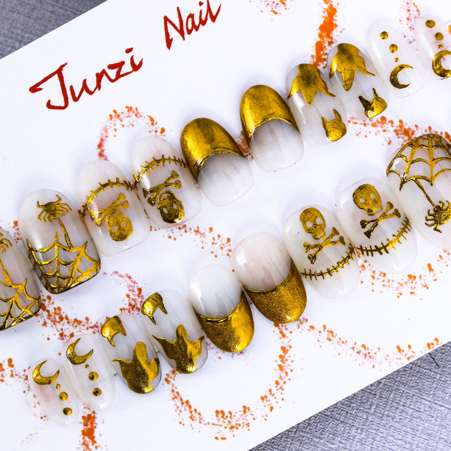 Golden Halloween Glam Press On Nail