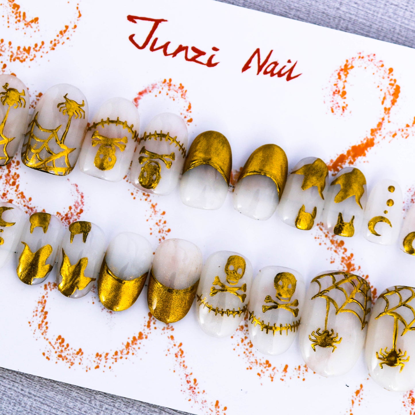 Golden Halloween Glam Press On Nail