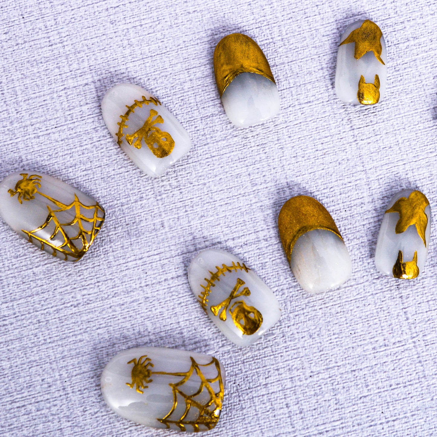 Golden Halloween Glam Press On Nail