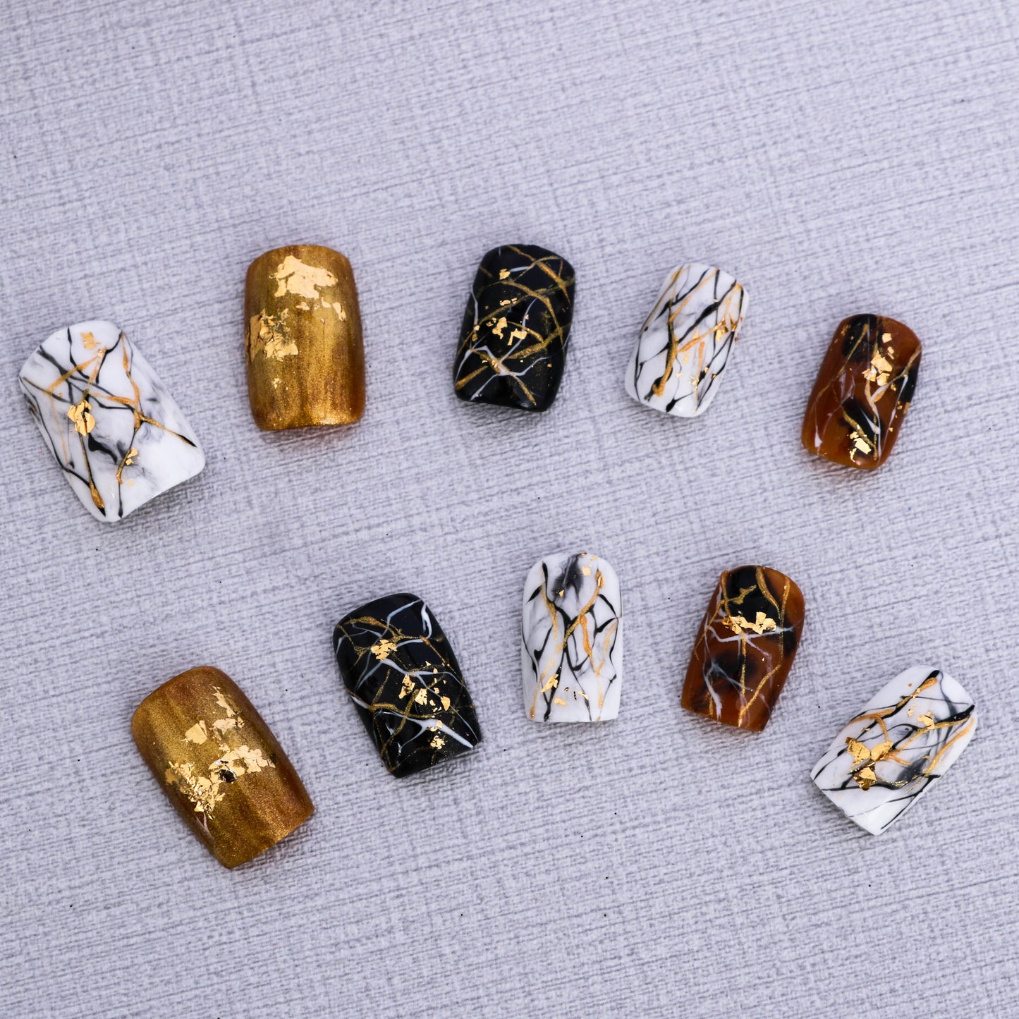 Golden Marble Luxe Press On Nail