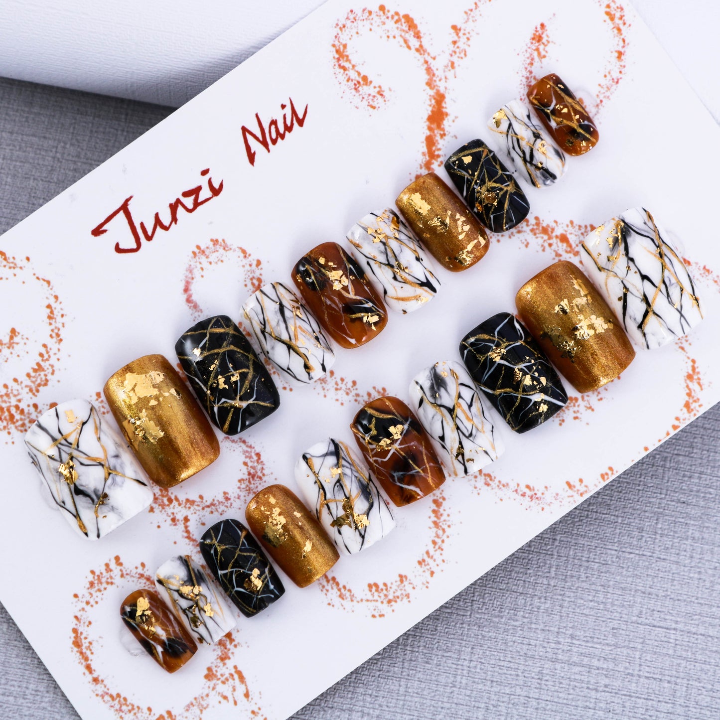 Golden Marble Luxe Press On Nail