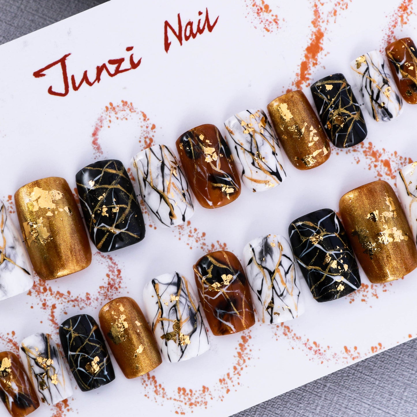 Golden Marble Luxe Press On Nail