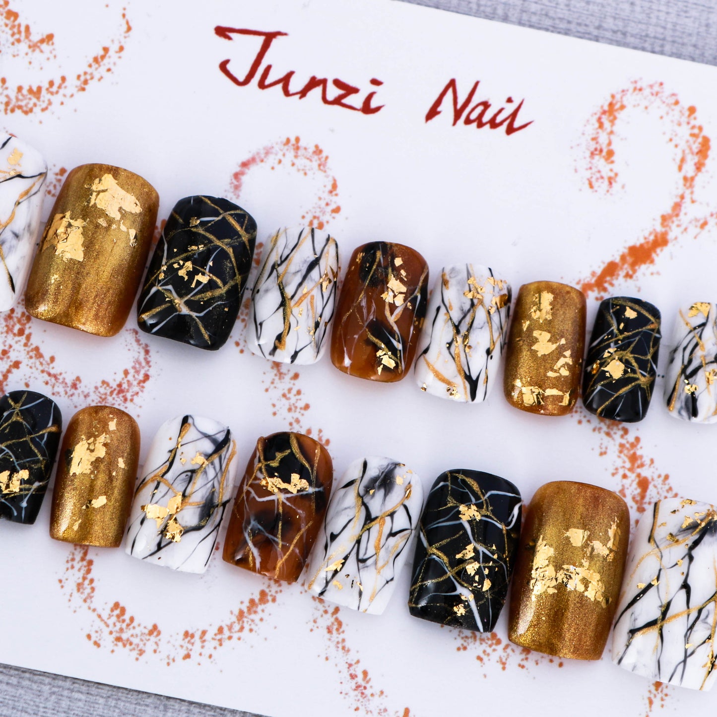 Golden Marble Luxe Press On Nail