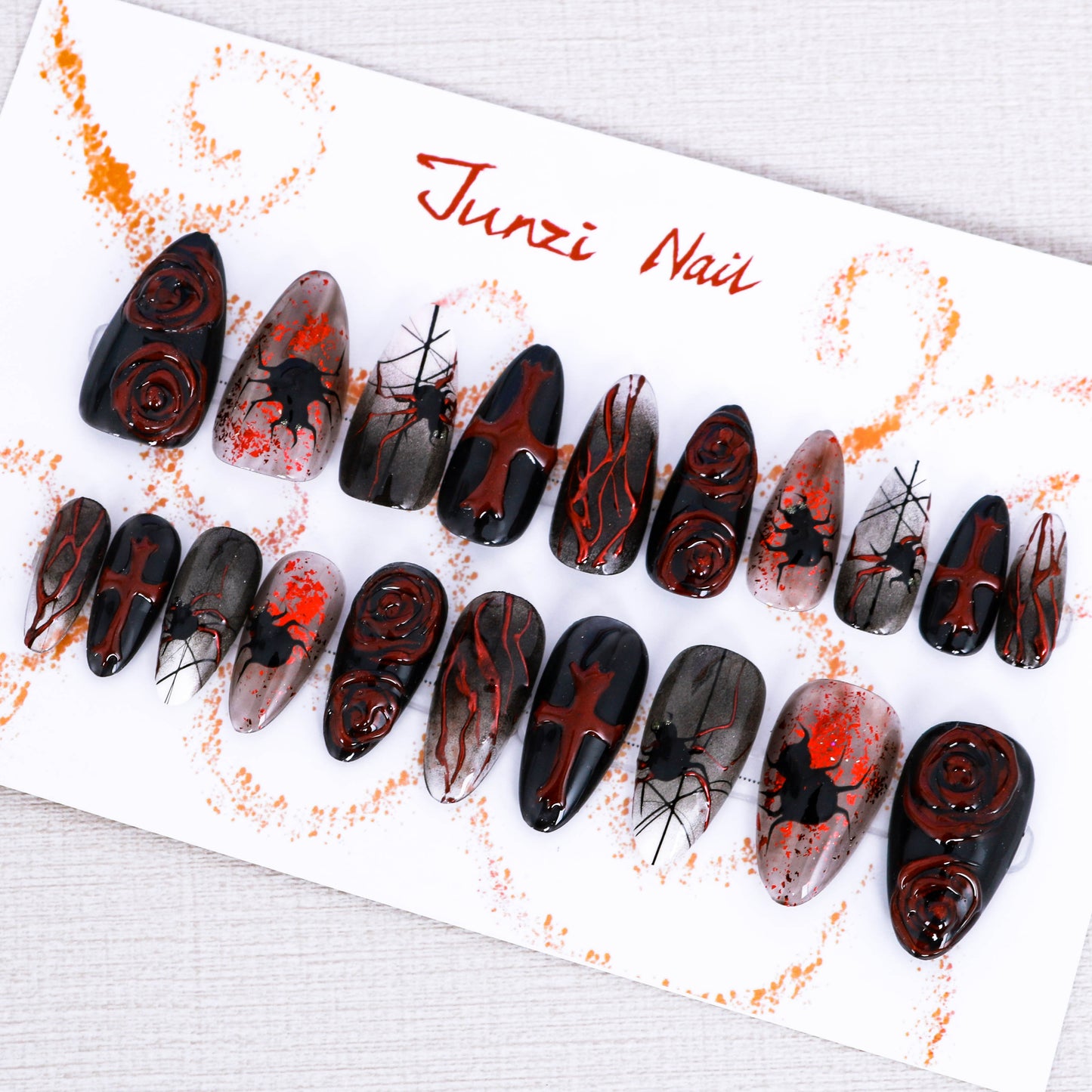 Spider Rose Inferno Press On Nail
