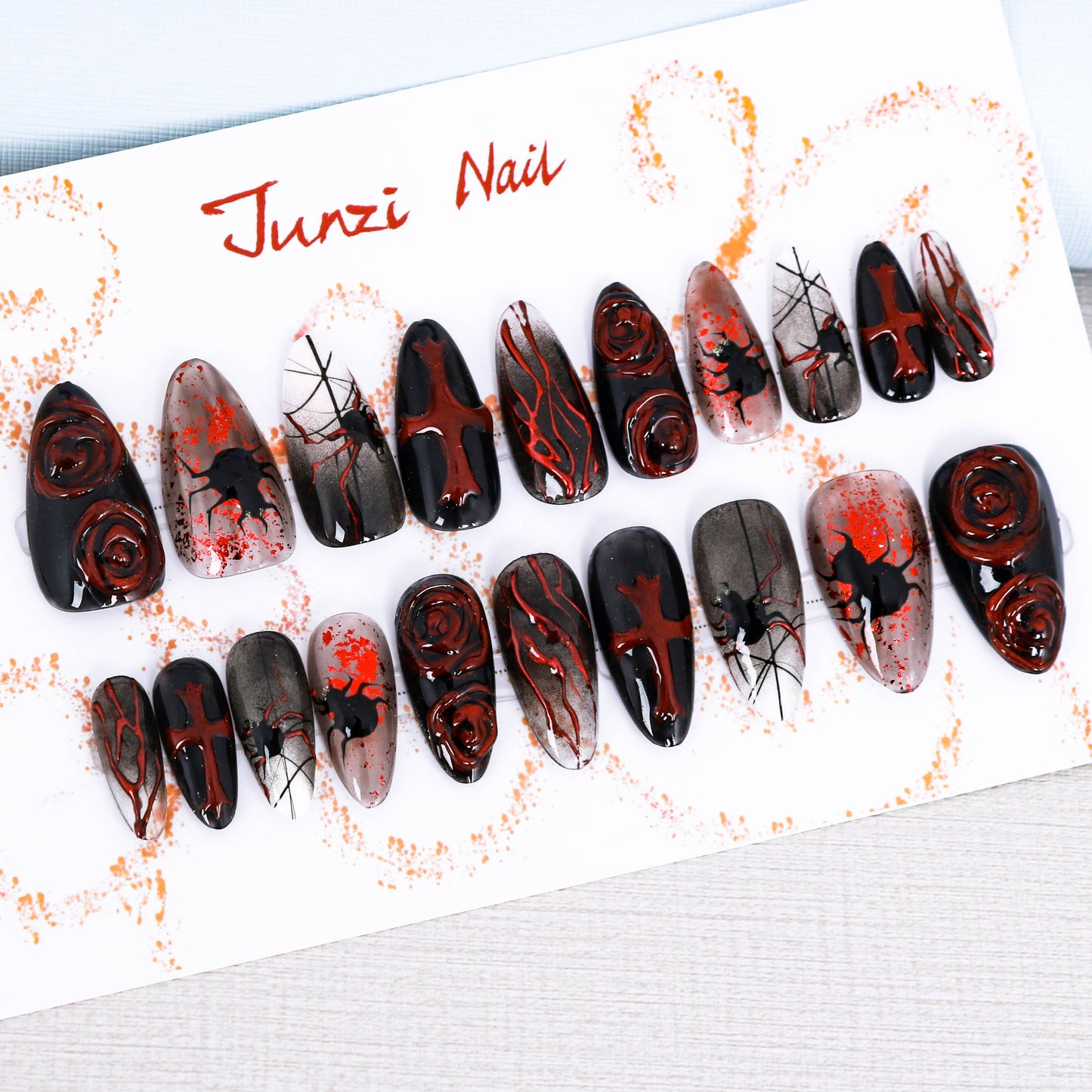 Spider Rose Inferno Press On Nail