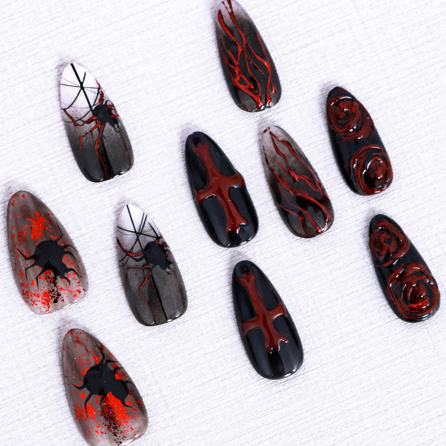 Spider Rose Inferno Press On Nail