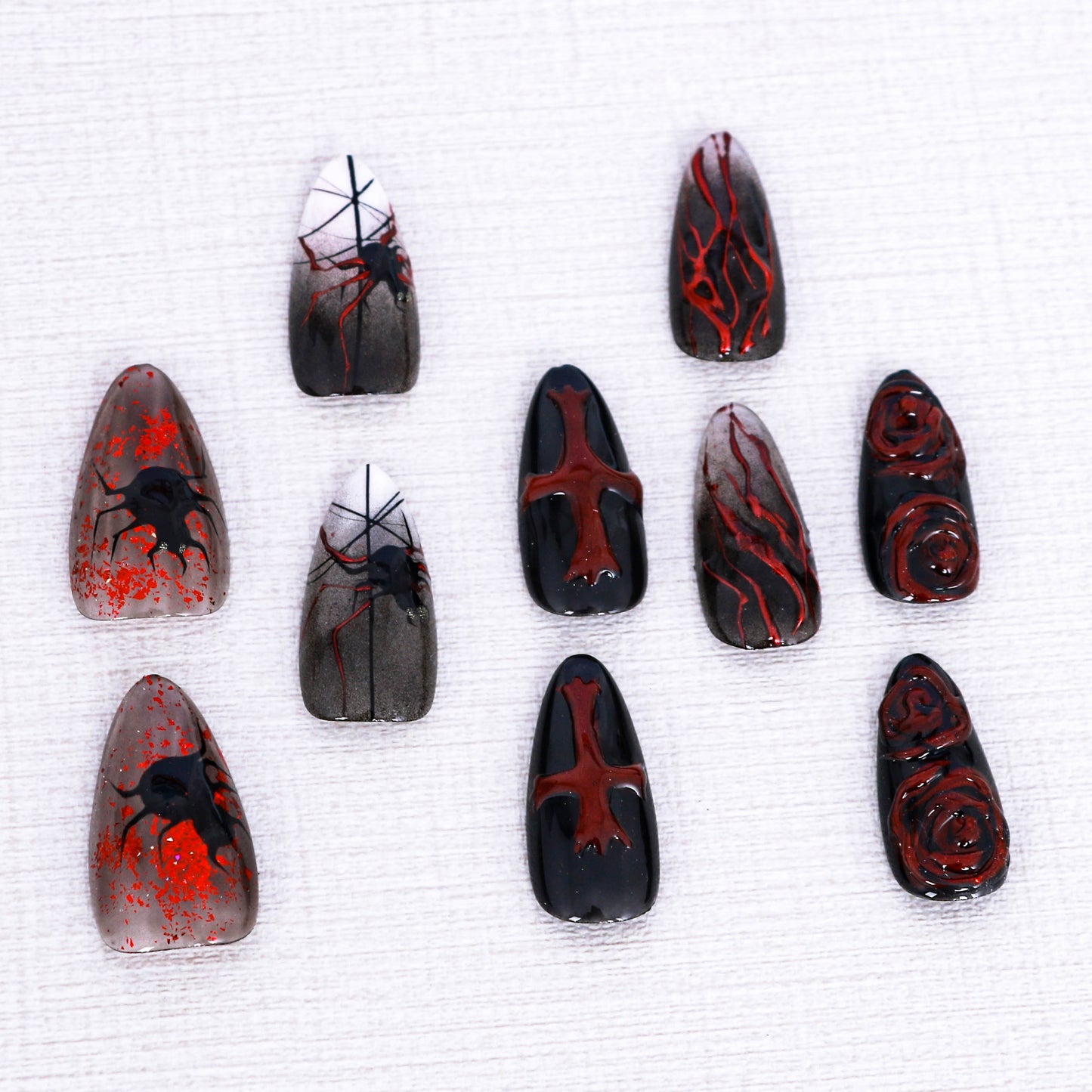 Spider Rose Inferno Press On Nail