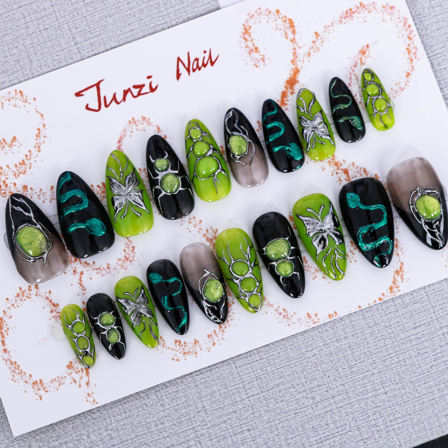 Neon Venomous Web Press On Nail