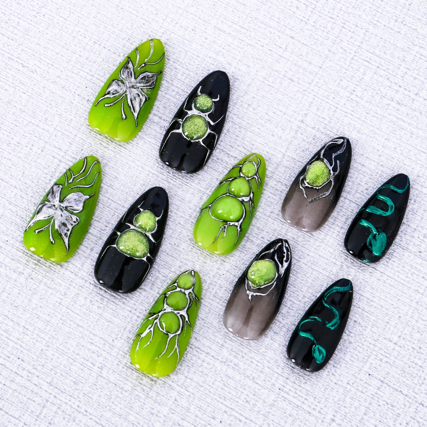 Neon Venomous Web Press On Nail