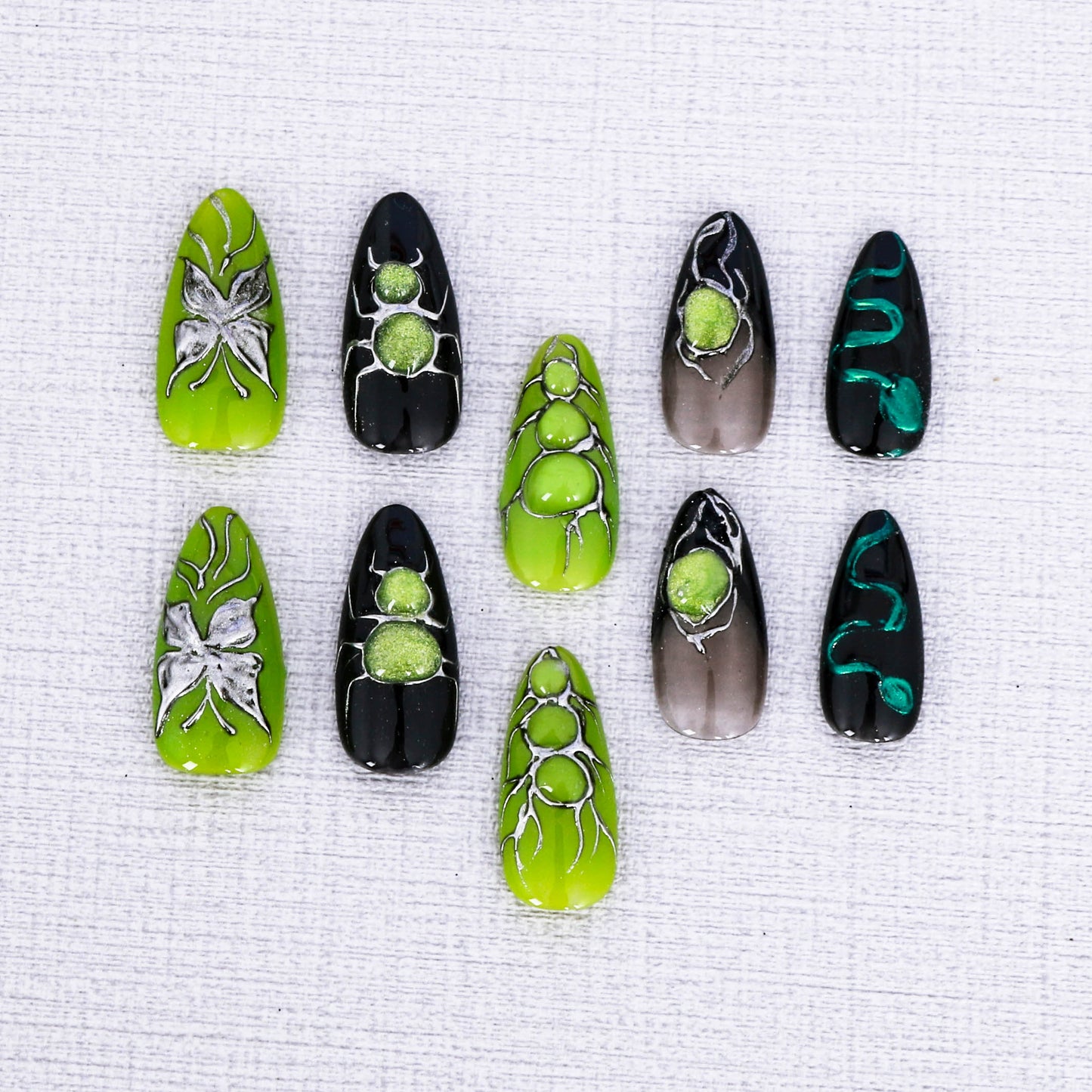 Neon Venomous Web Press On Nail