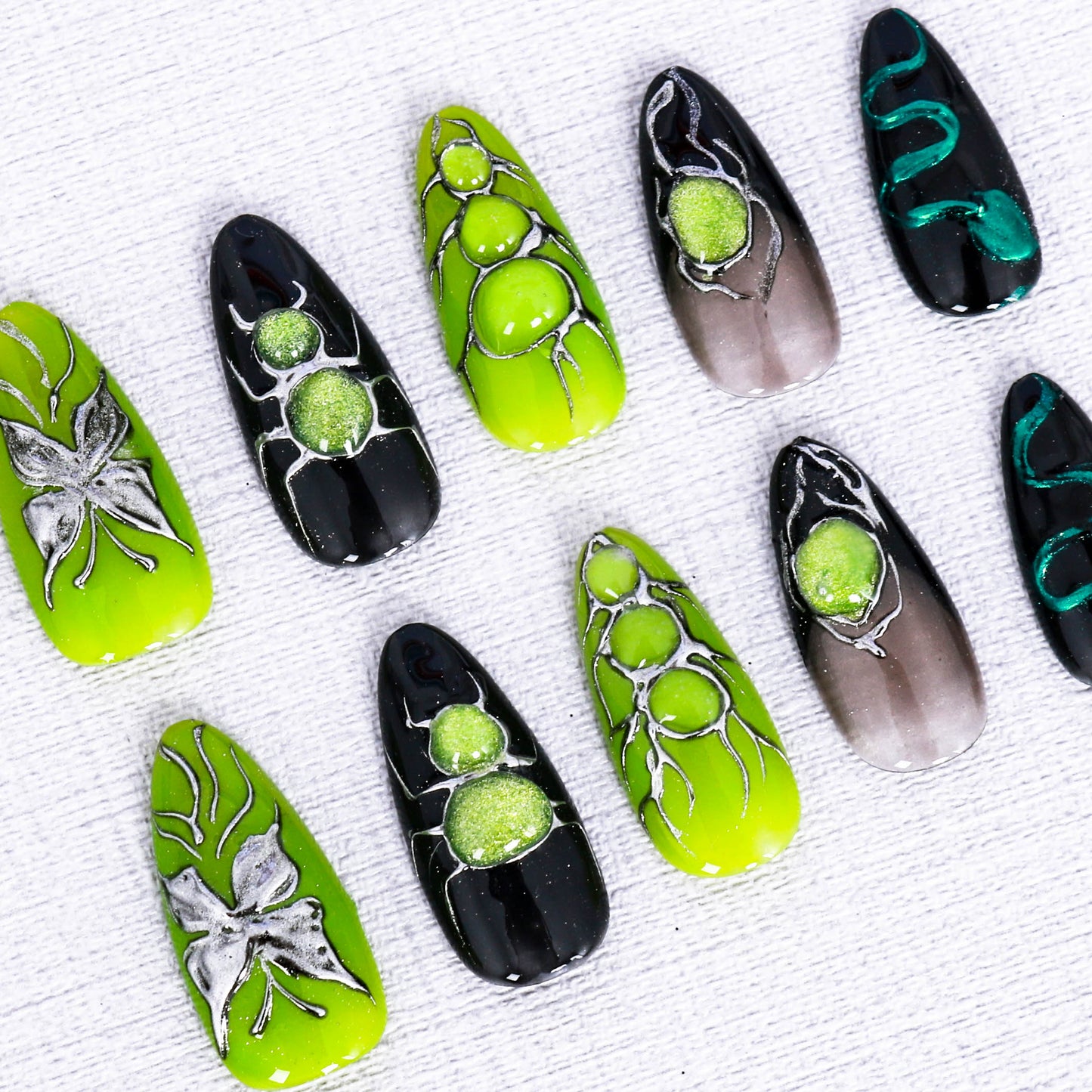 Neon Venomous Web Press On Nail
