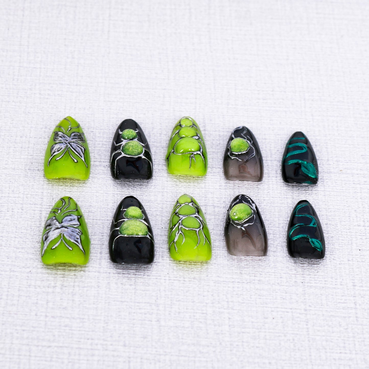 Neon Venomous Web Press On Nail