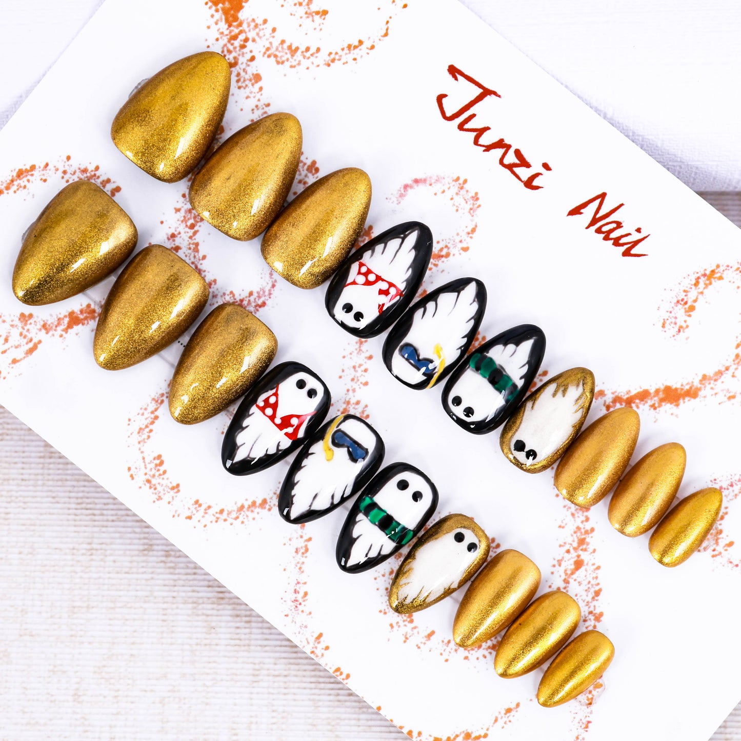 Swimming Golden Ghosts Press On Nail