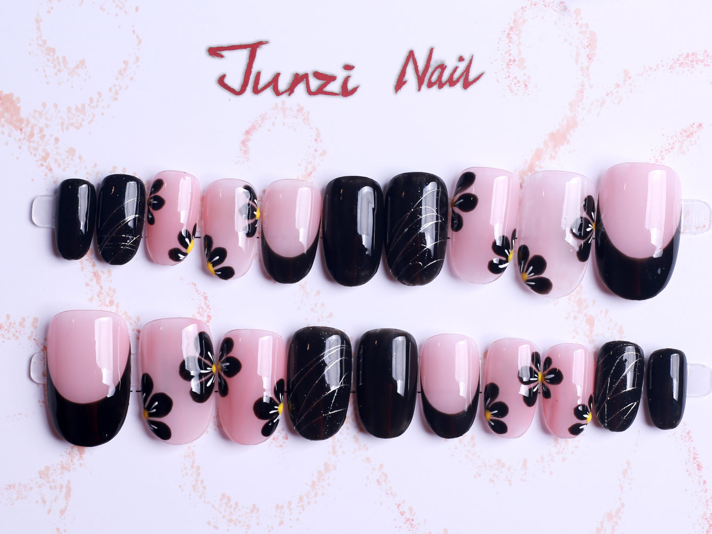 Black French Daisy Press On Nail