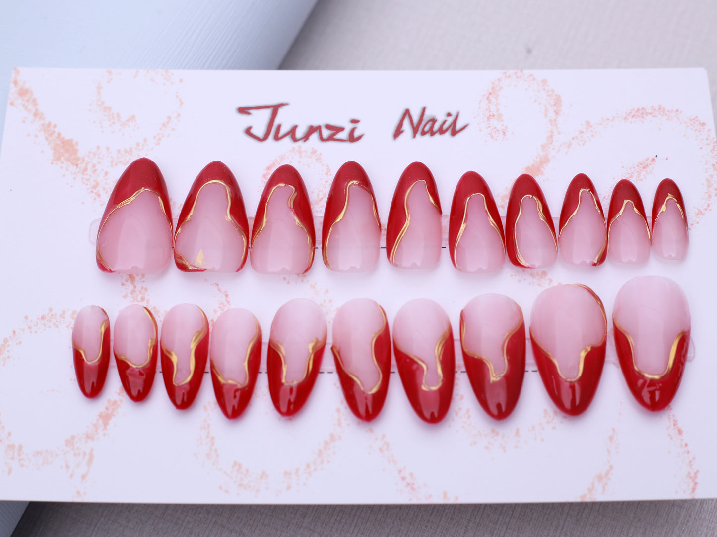 Golden Red French Press on Nail