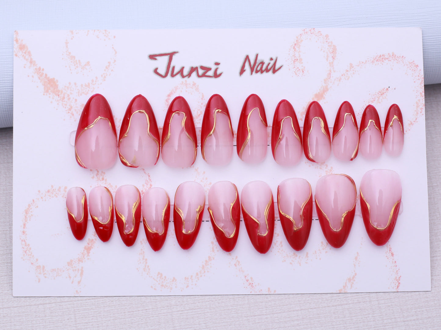Golden Red French Press on Nail