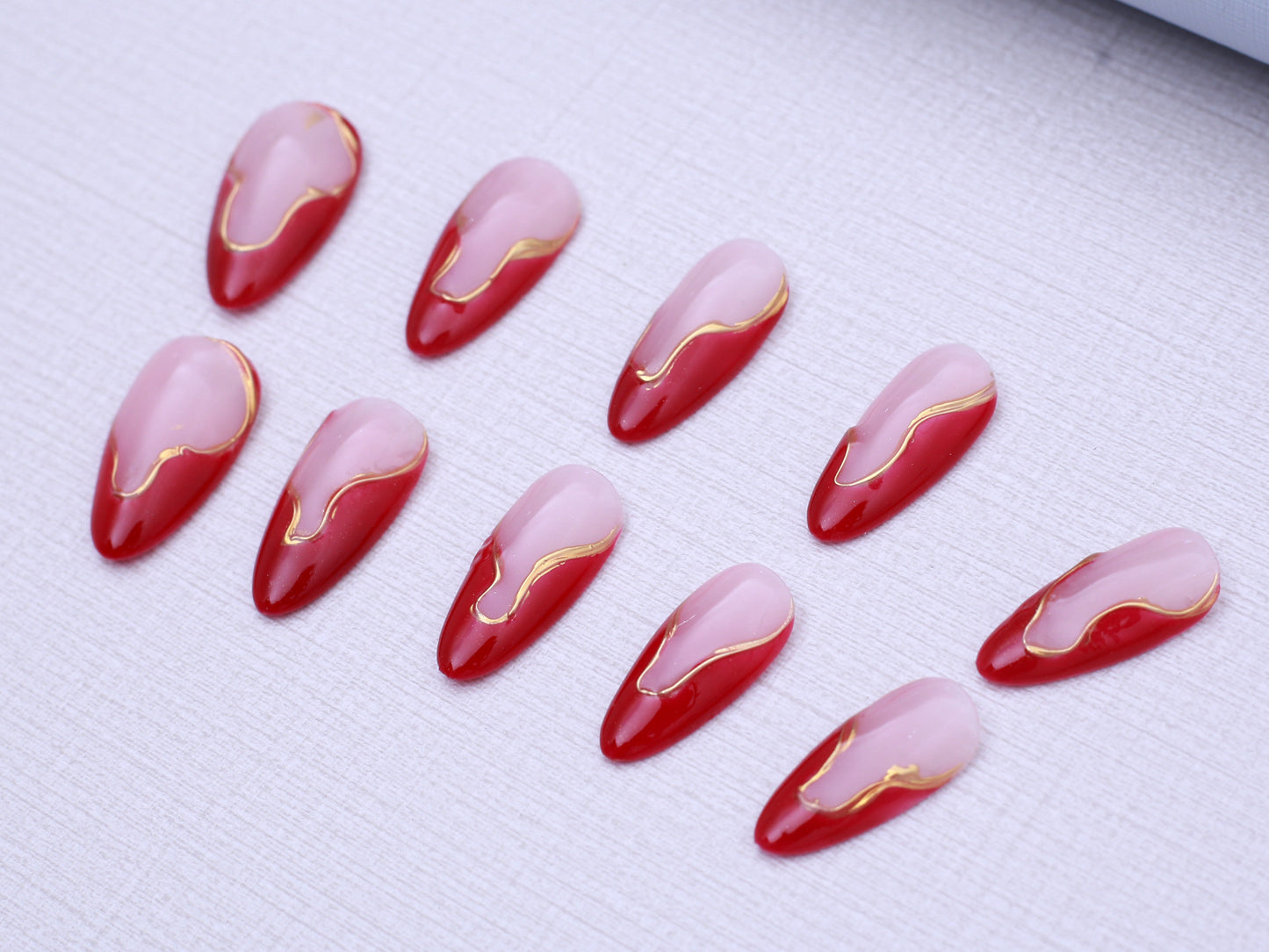 Golden Red French Press on Nail