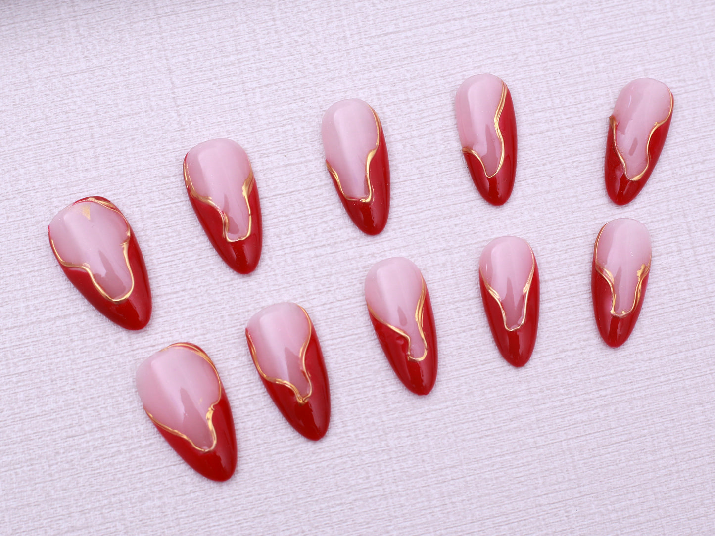 Golden Red French Press on Nail