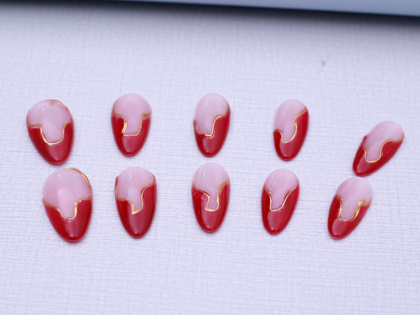 Golden Red French Press on Nail