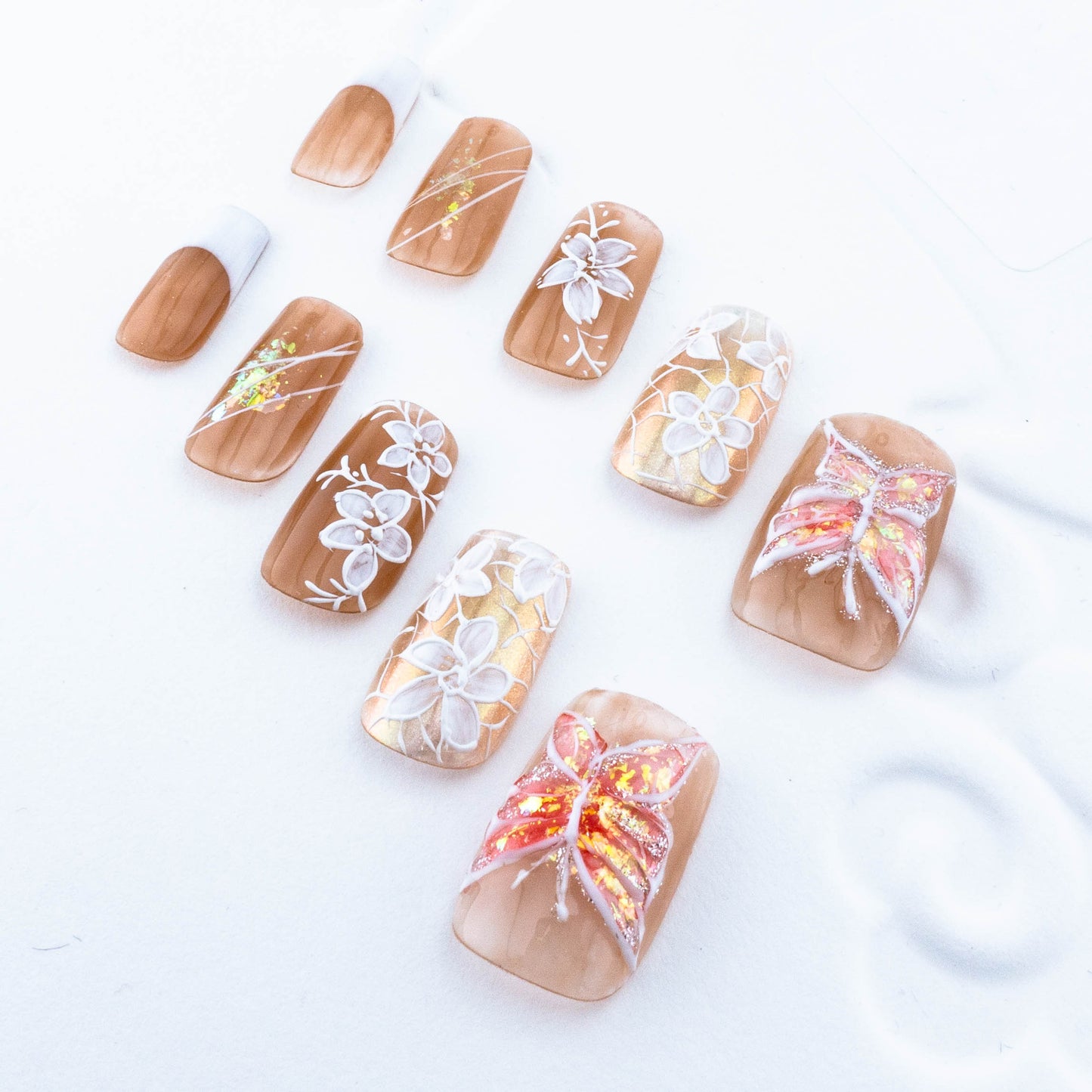 Autumnal Flutter Glitter Press On Nail