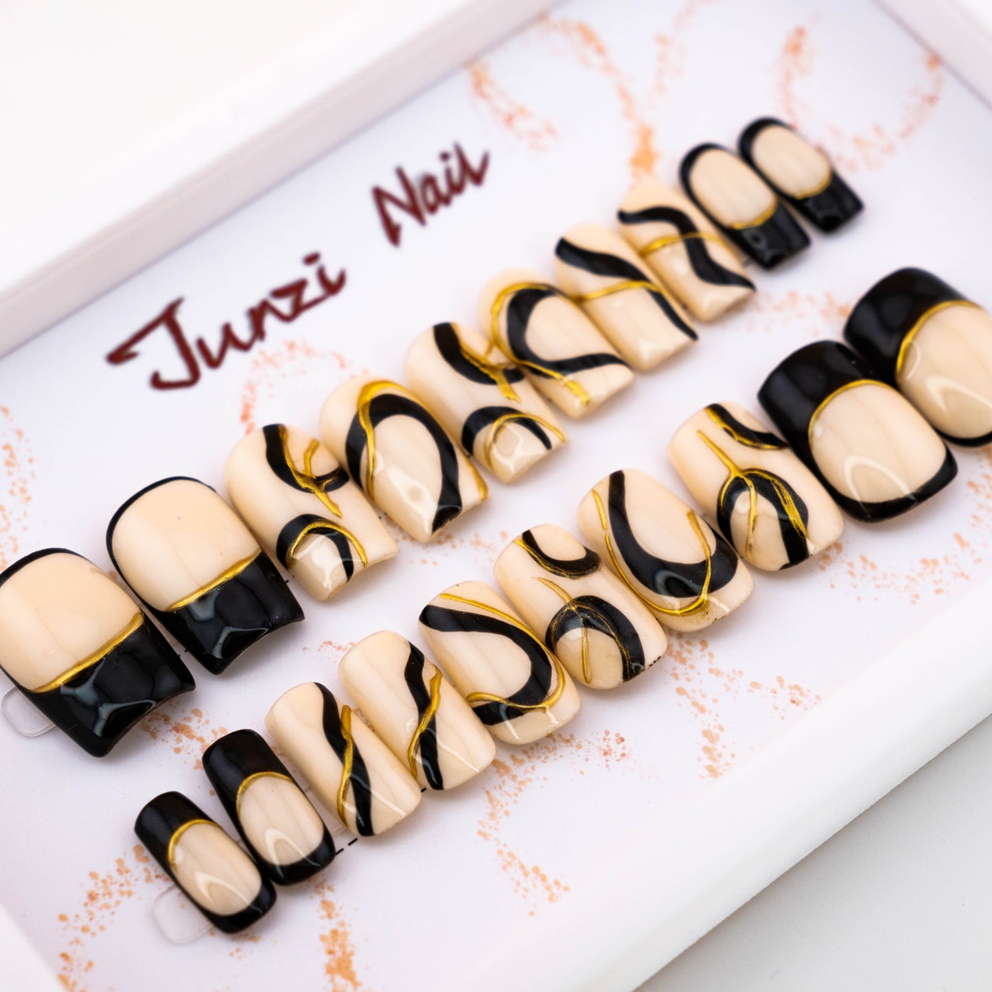 Elegant Noir Swirl Press On Nail