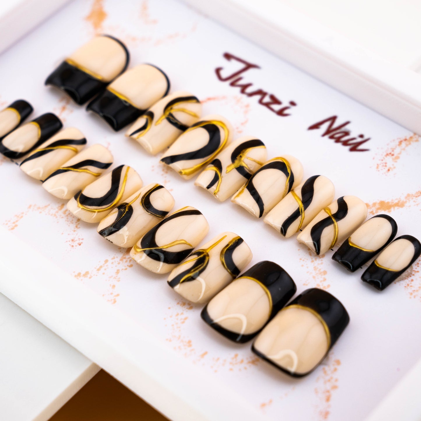Elegant Noir Swirl Press On Nail