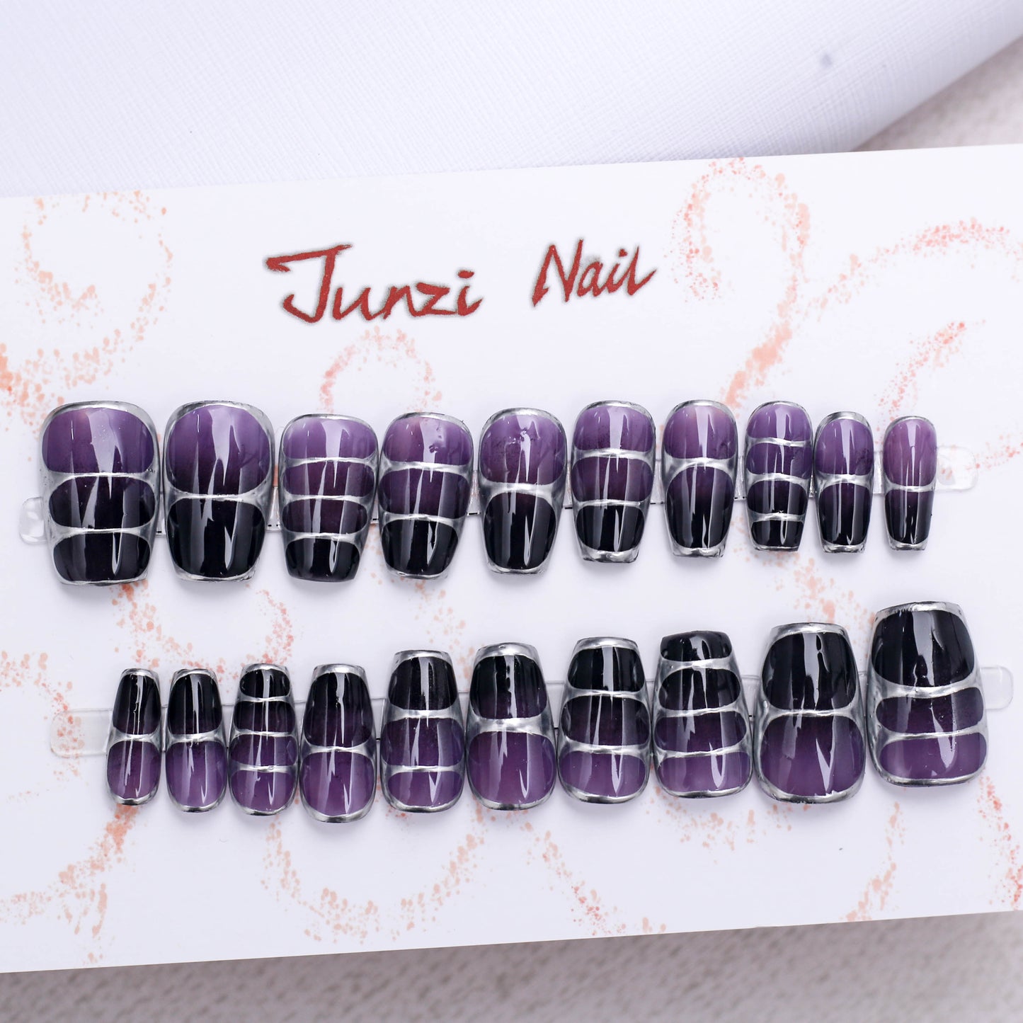 Midnight Velvet Stripes Press on Nail