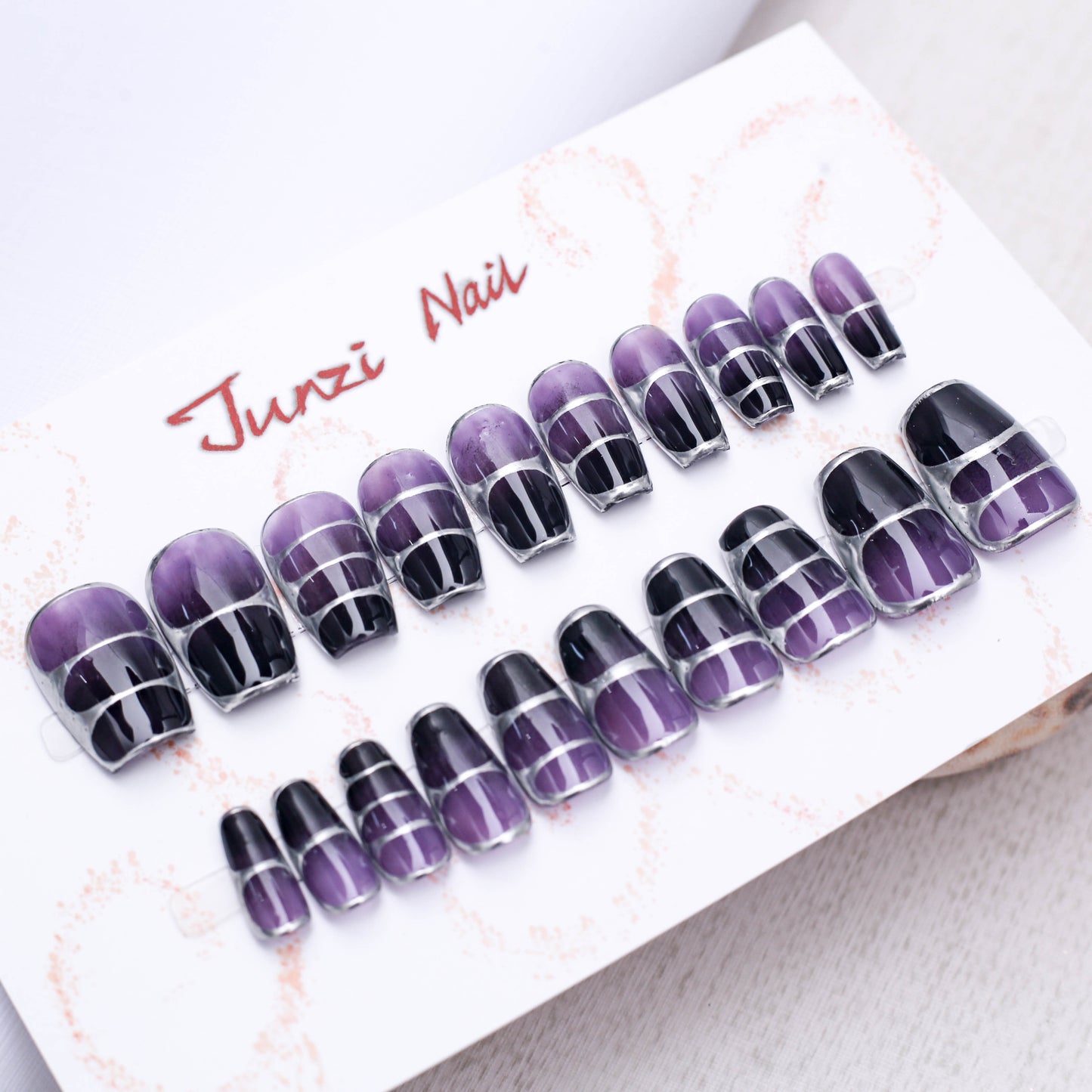 Midnight Velvet Stripes Press on Nail