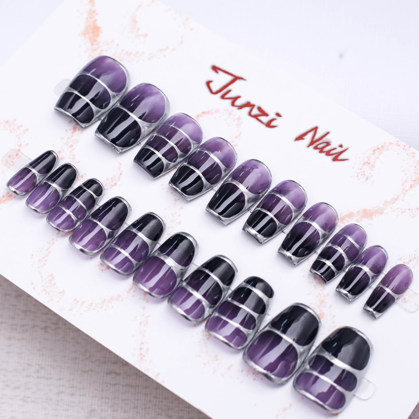Midnight Velvet Stripes Press on Nail