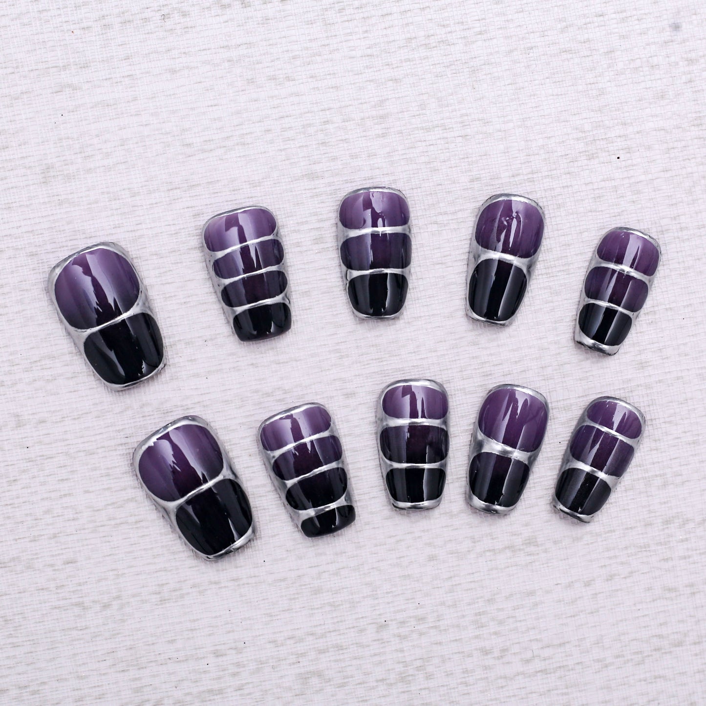 Midnight Velvet Stripes Press on Nail