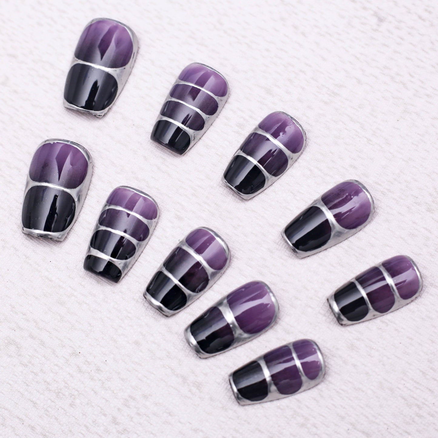 Midnight Velvet Stripes Press on Nail