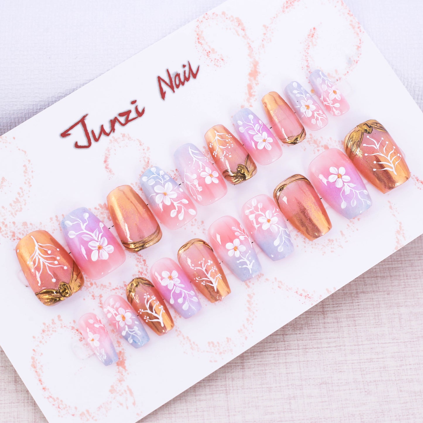 Shimmering Golden Flower Press On Nail