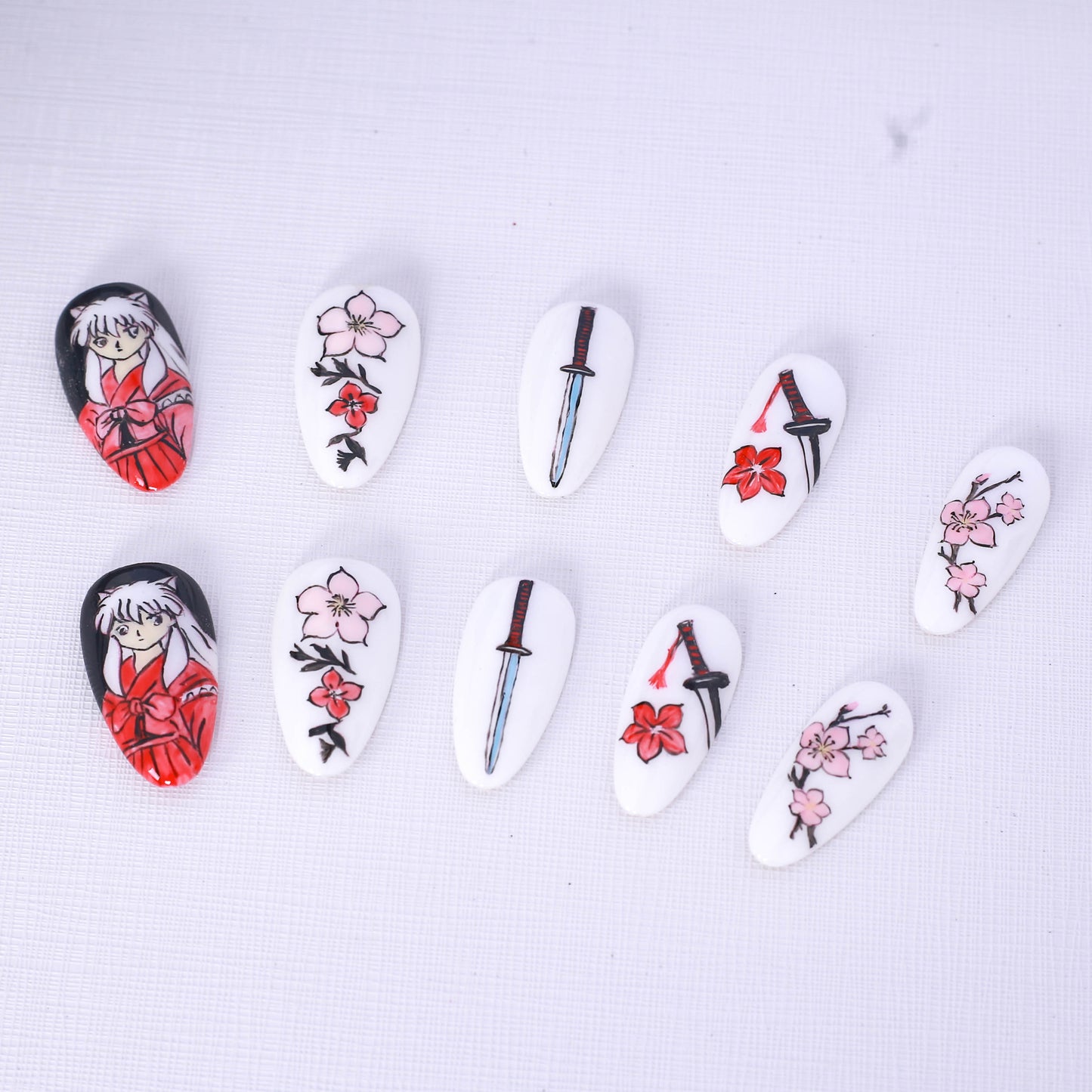 Cherry Blossom Samurai Press On Nail